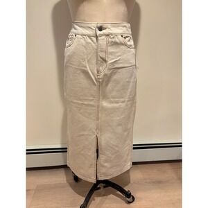 Velvet Heart Denim Skirt NWT Midi Pencil with Slit Tan Beige Size‎ S